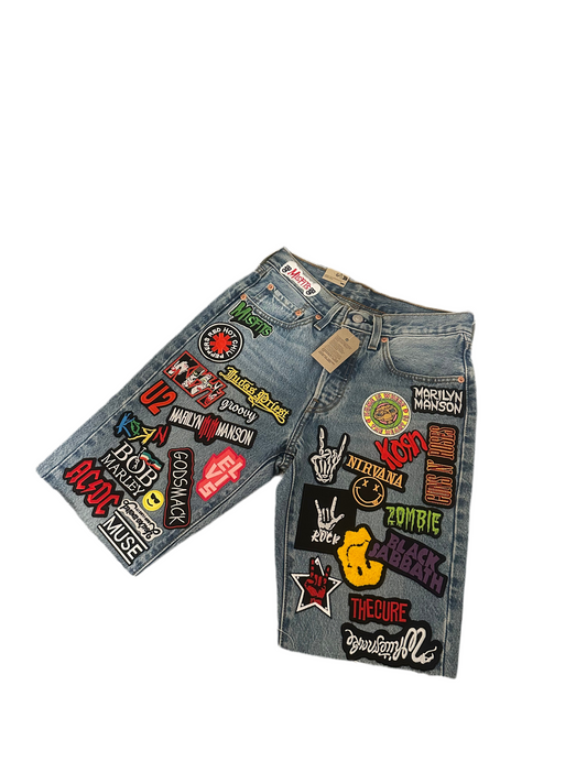Patch work denim short